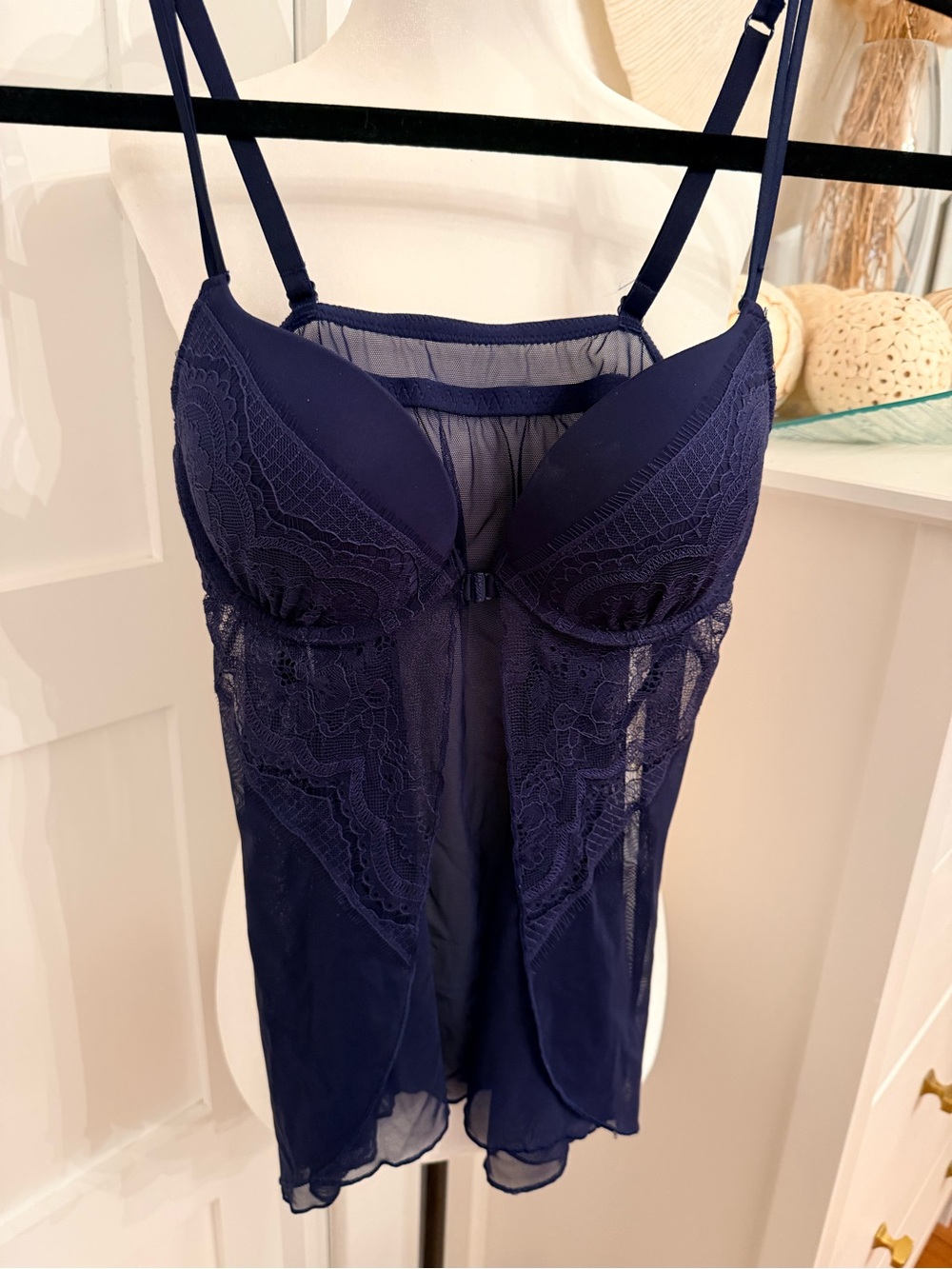 La SENZA Navy Lace & Mesh Chemise